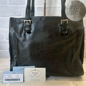 PRADA Vintage Classic Black Napa Leather Tote Bag With origional COA Cards